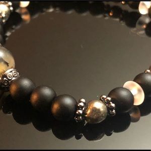 Dragon Vein, Onyx, Clear Quartz & Pyrite Bracelet